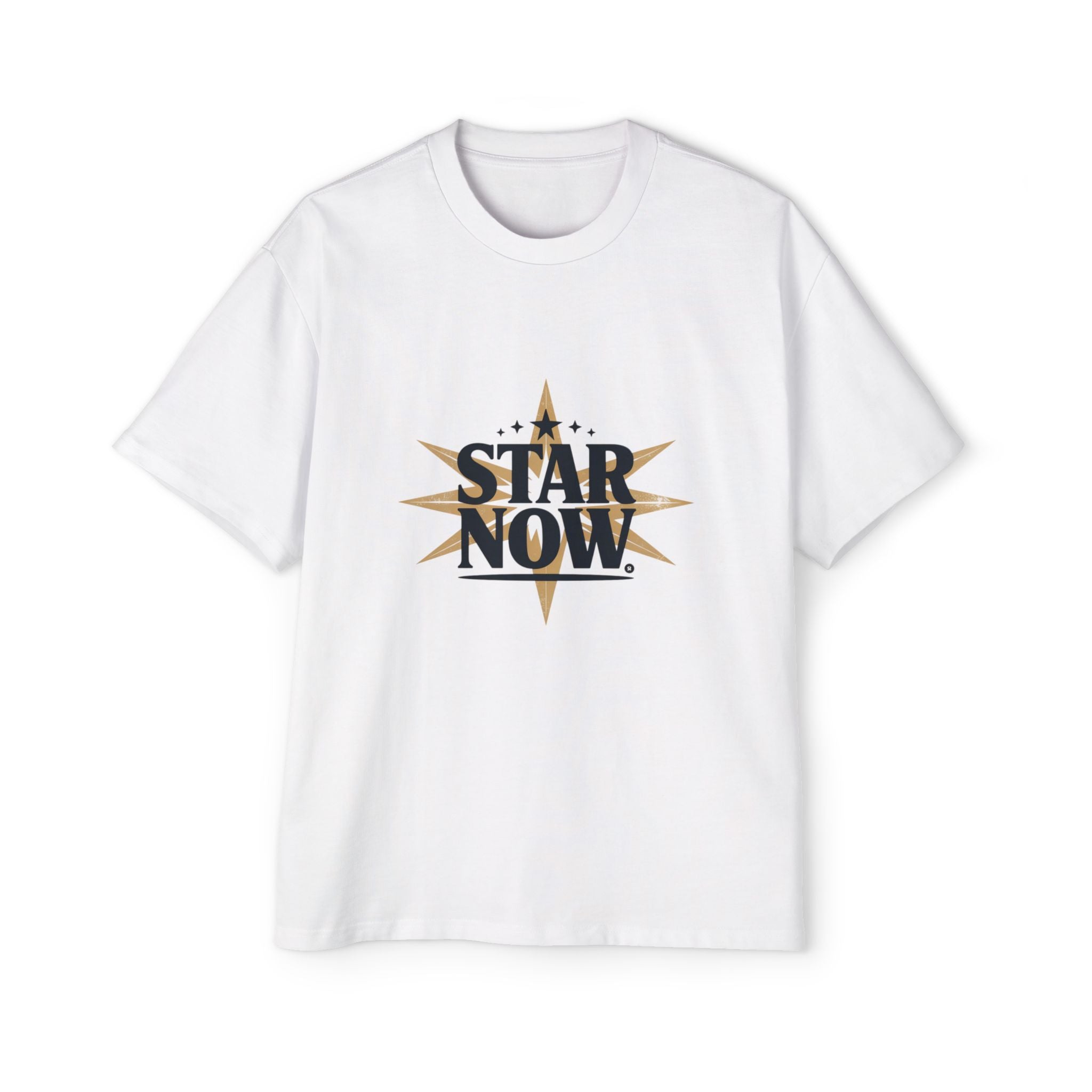 Camiseta oversized blanca hombre - Diseño STAR NOW estampado - Comfort Colors algodón